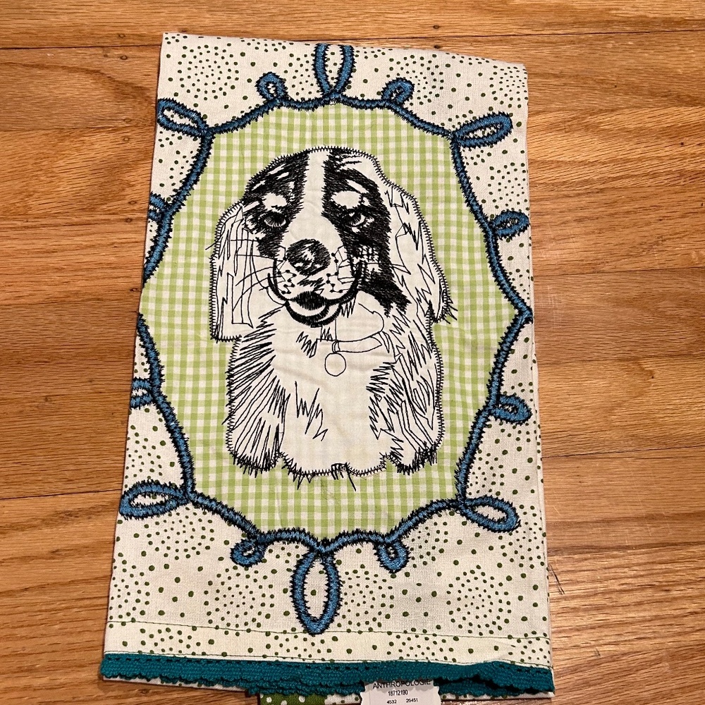Anthropologie Dish Towel with Dog